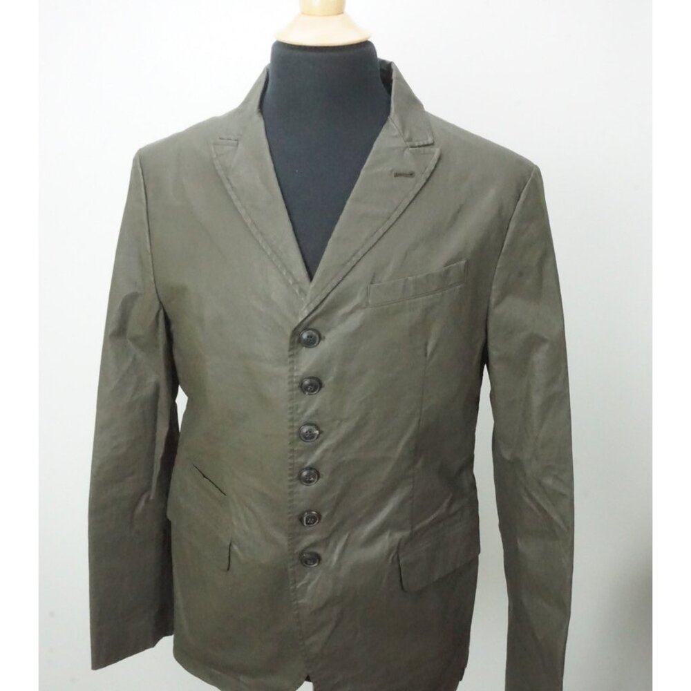 John Varvatos Olive Green Waxed Cotton Sport Coat Jacket Sz 40 Brand New $1300 